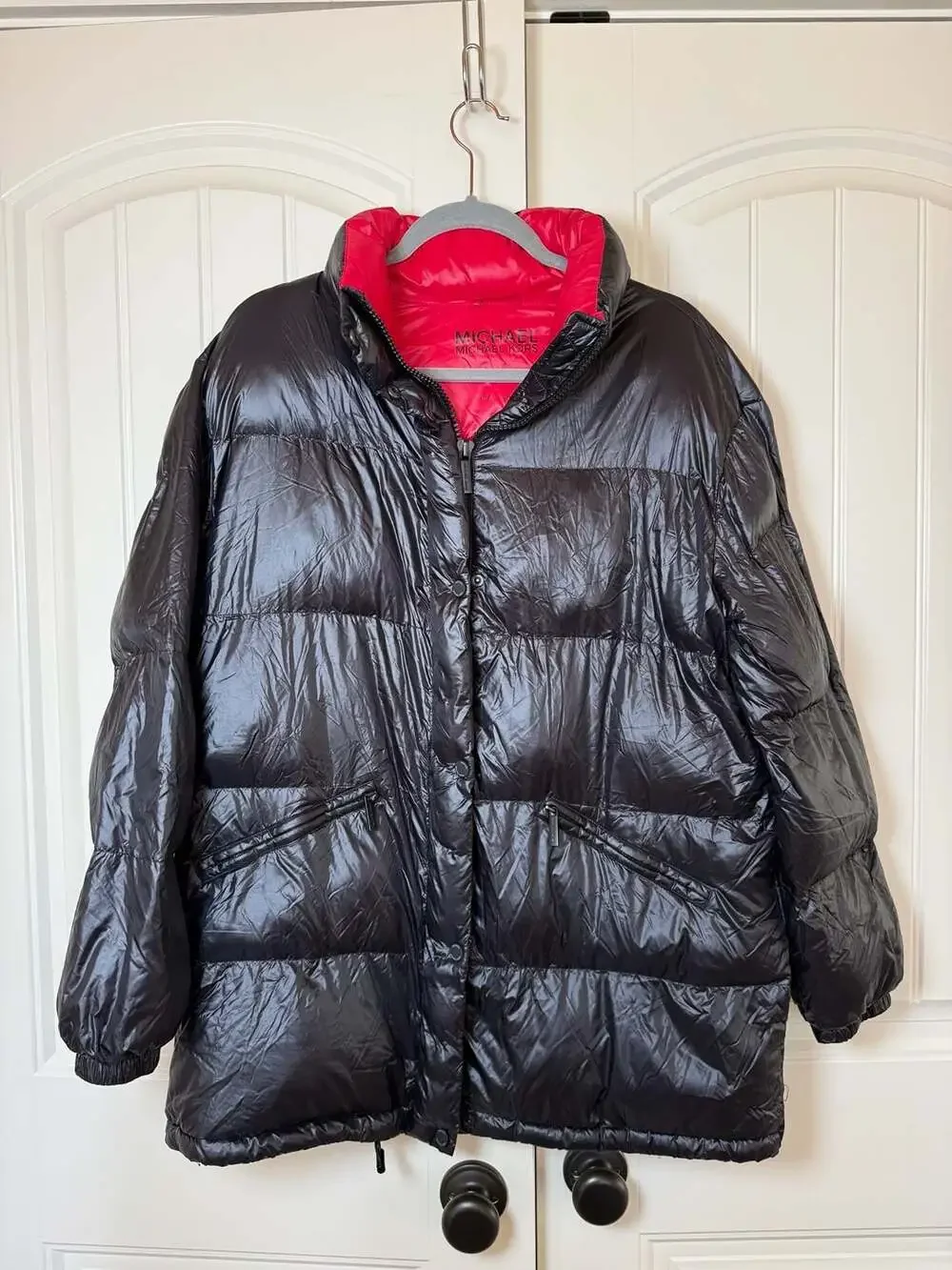 L Michael Kors Women’s Ultra Light Weight Down Filled Puffer Jacket Coat Black R